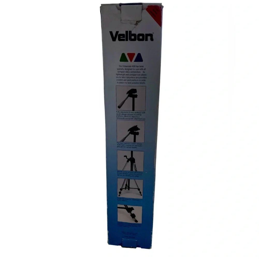 VELBON Videomate 400 Deluxe Lightweight Camcorder Tripod Includes Original Box